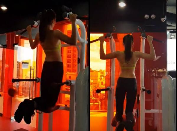 a hau mau thuy "an ngu" o phong gym ngay sau tet, khoe duong cong quyen ru - 3